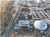Aerial of wastewater treatment building construction in progress
