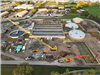 Aerial of wastewater treatment building construction in progress