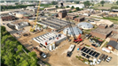 Aerial of wastewater treatment building construction in progress