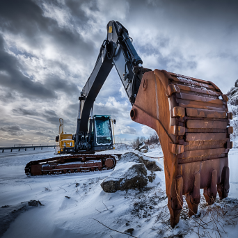 Excavator in winter